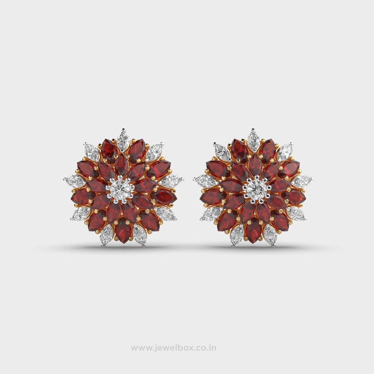 Mellow Spring Red Stone Diamond Earstuds