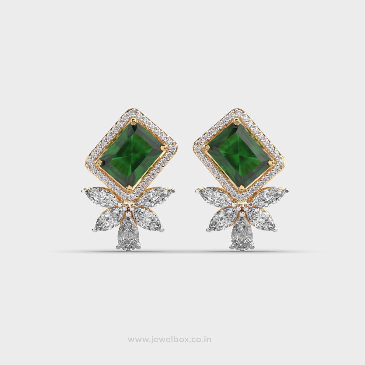 Glorious Green Stone Diamond Earrings