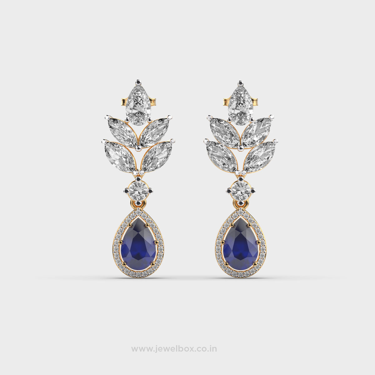 Penelope Blue Stone Mixed Diamond Drops