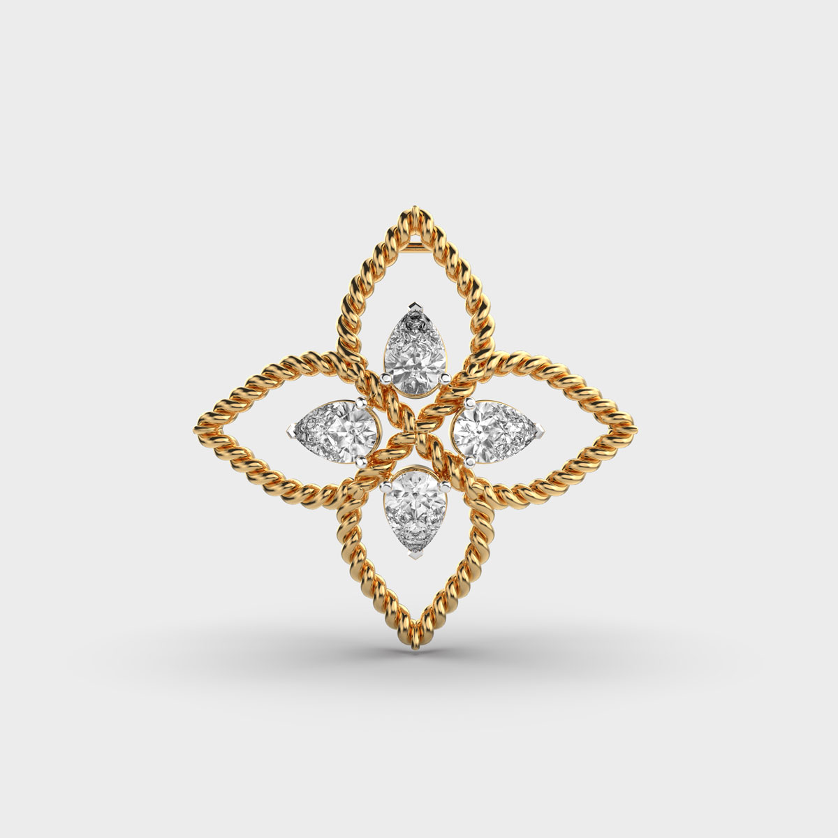 Four Petals Diamond Pendant (With Chain)