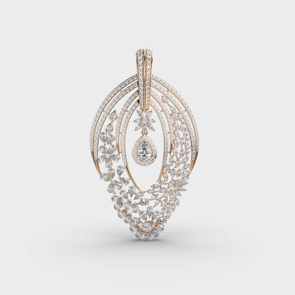 Floral Radiance Diamond Pendant without Chain