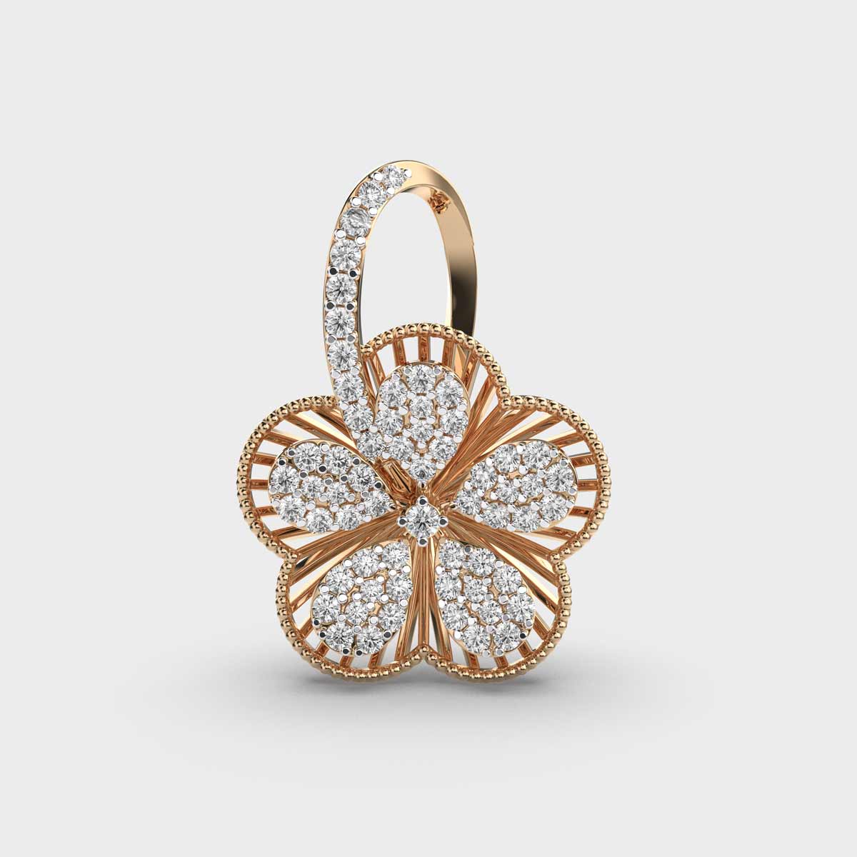 Intricate Flora Diamond Encrusted Pendant without Chain