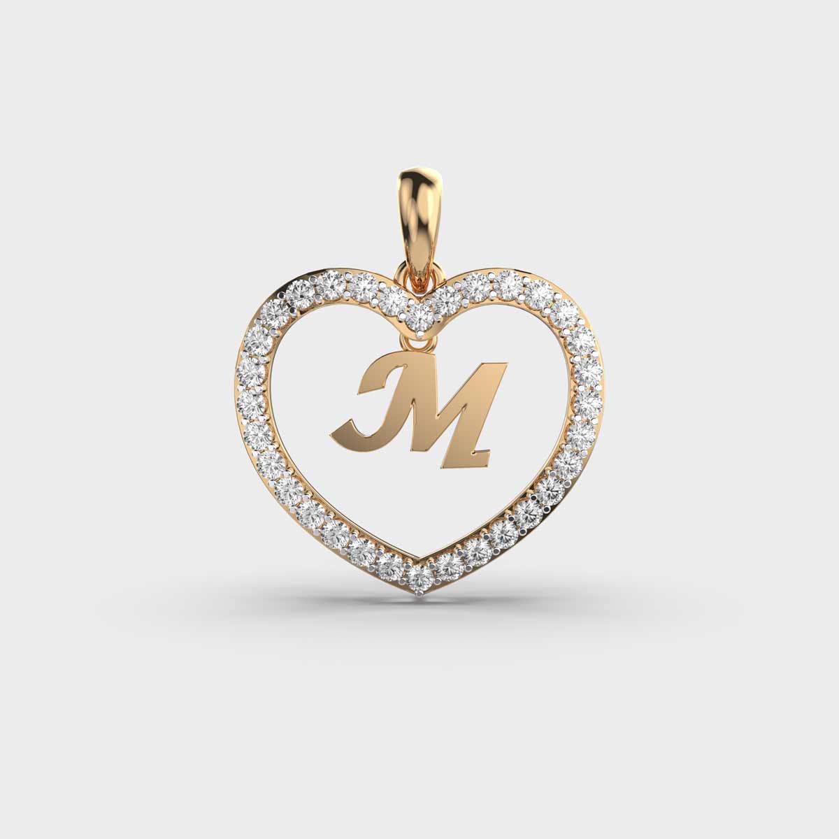 Memorable Heart 'M' Diamond Pendant Without Chain