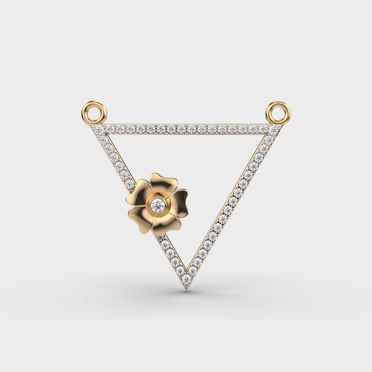 Floral Triangle Diamond Pendant Without Chain