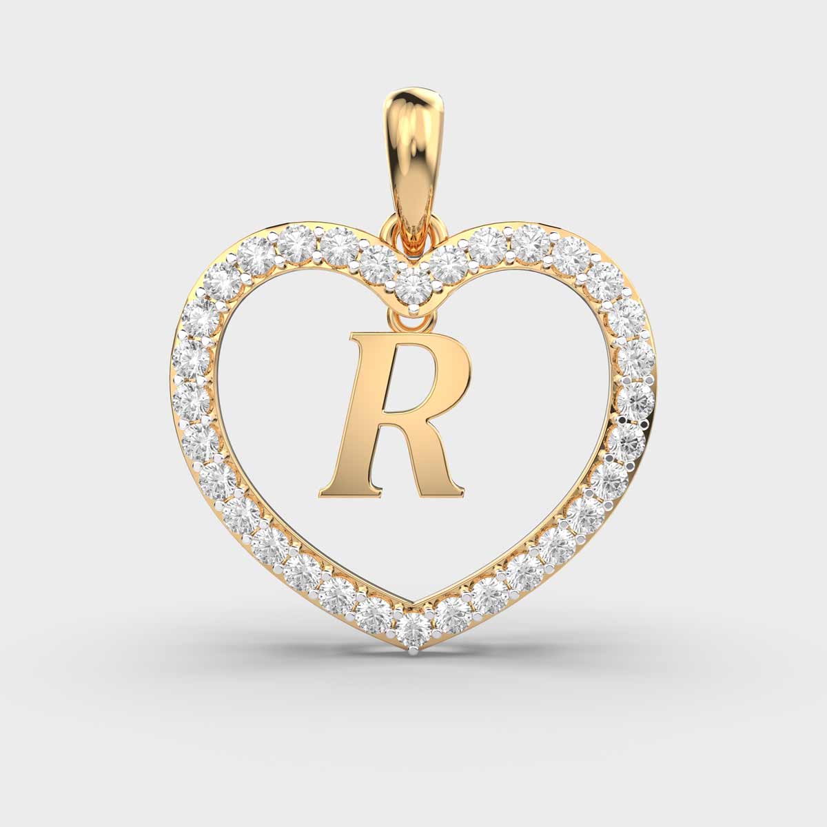 Ravishing 'R' in Heart Diamond Pendant without Chain