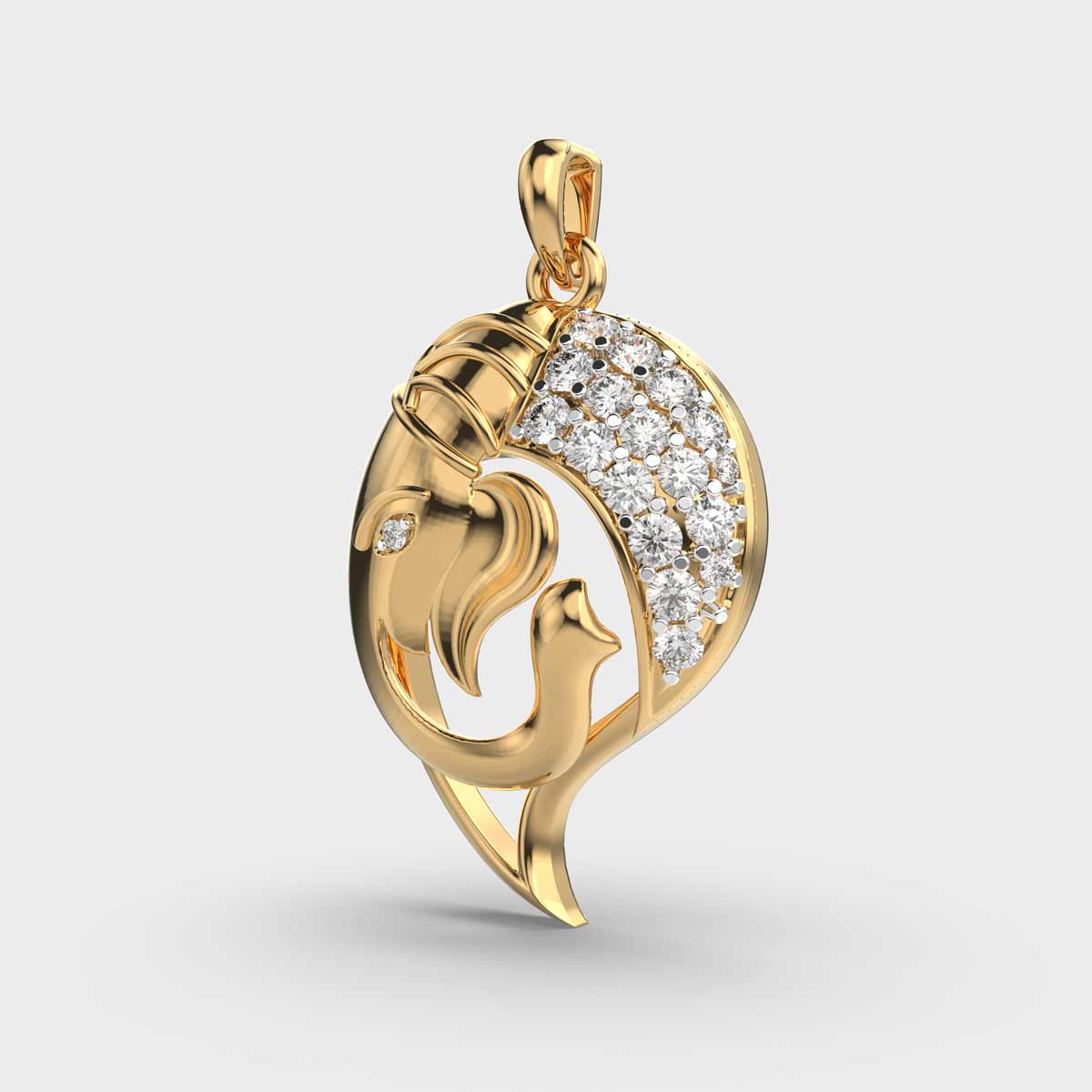 Ganesha Three Lines Diamond Pendant 