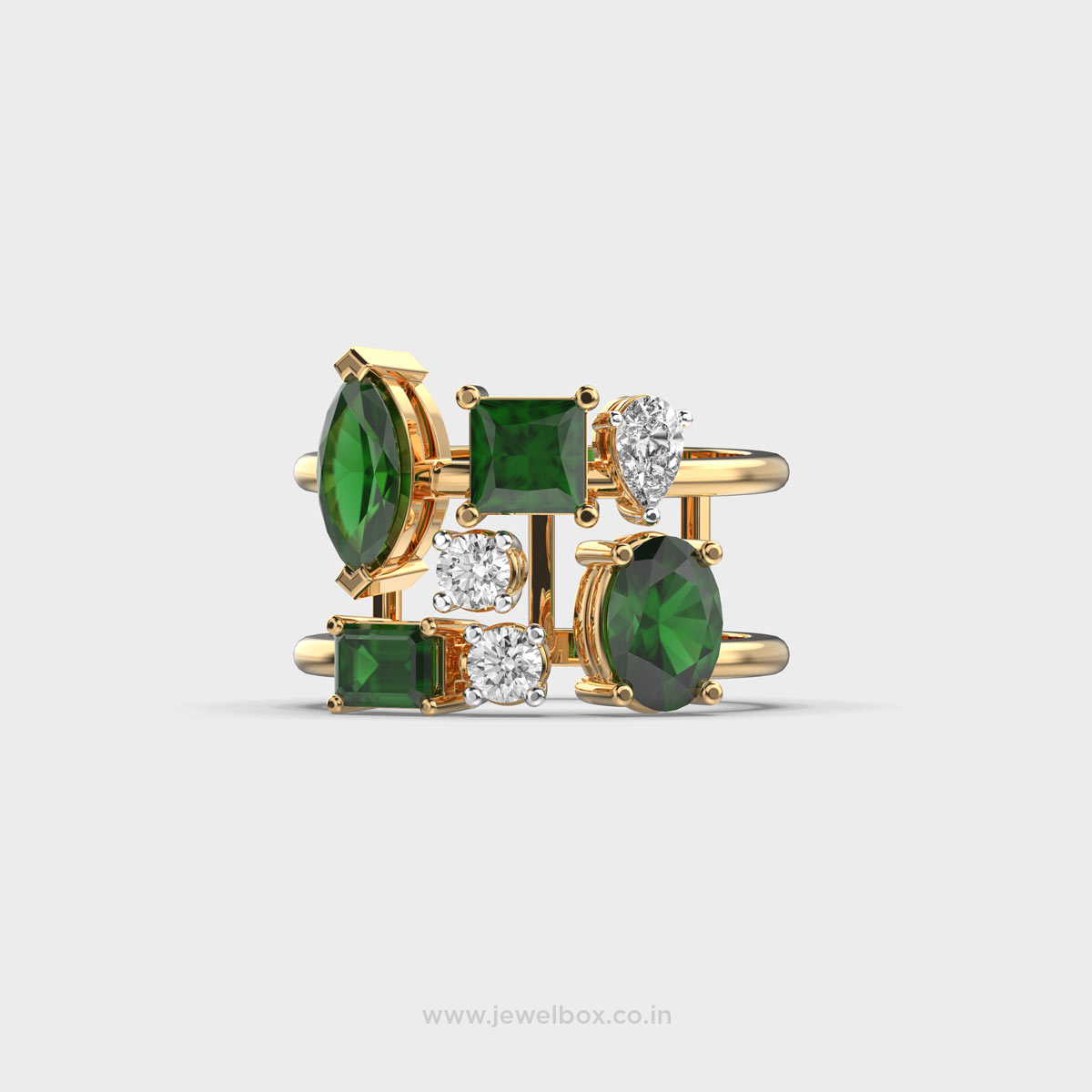 May Goelet Emerald Green Diamond Ring