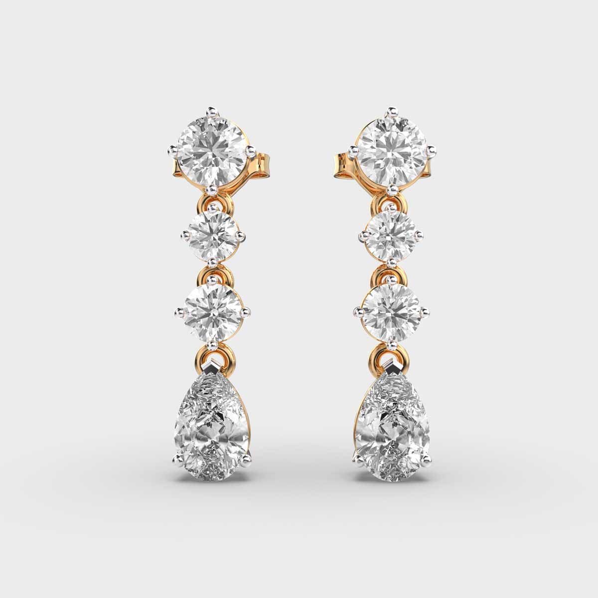 Quattuor Diamond Drop Dangler Earrings