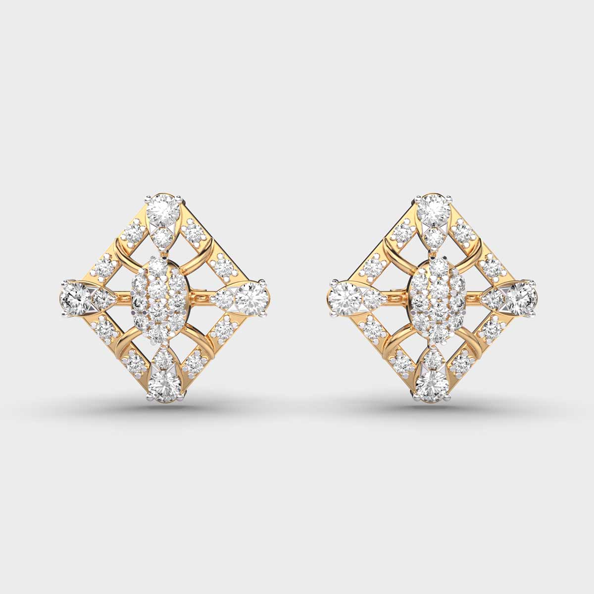 Rhombus Diamond Encrusted Earstuds