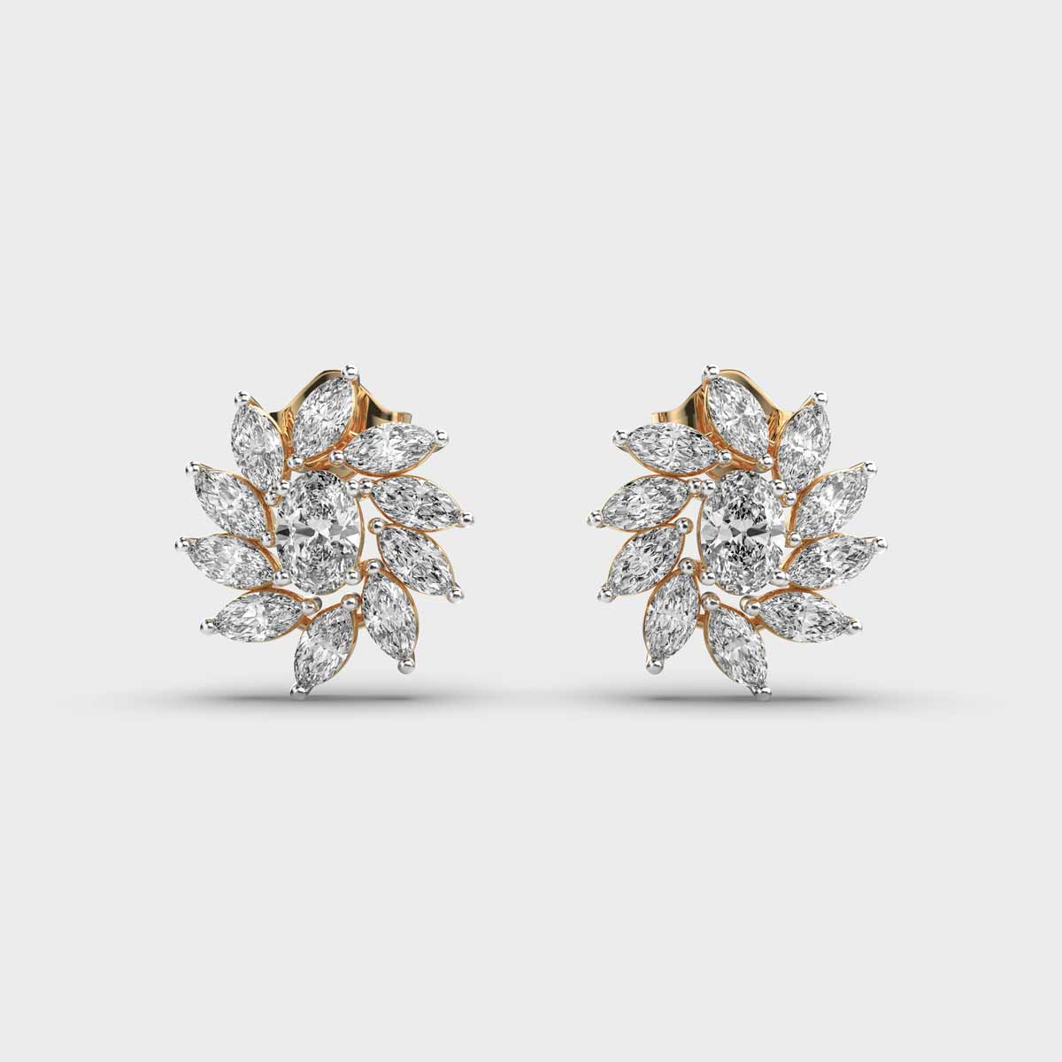 Queen's Marquise Diamond Cluster Earstuds