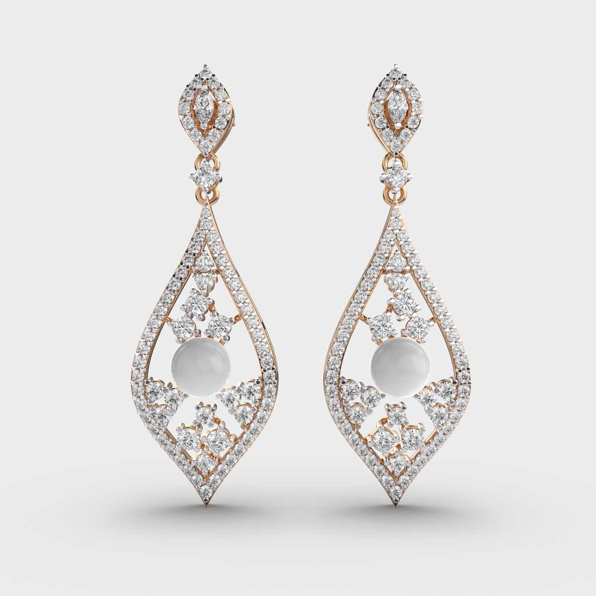 Pearly Delight Diamond Dangler Earrings