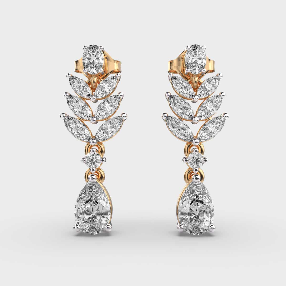 Cascading Leaves Diamond Dangler Earrings