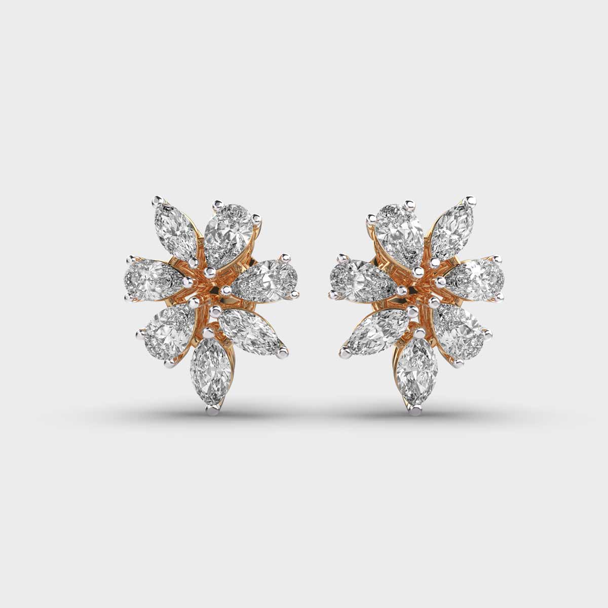 Floral Oval and Marquise Diamond Earstuds