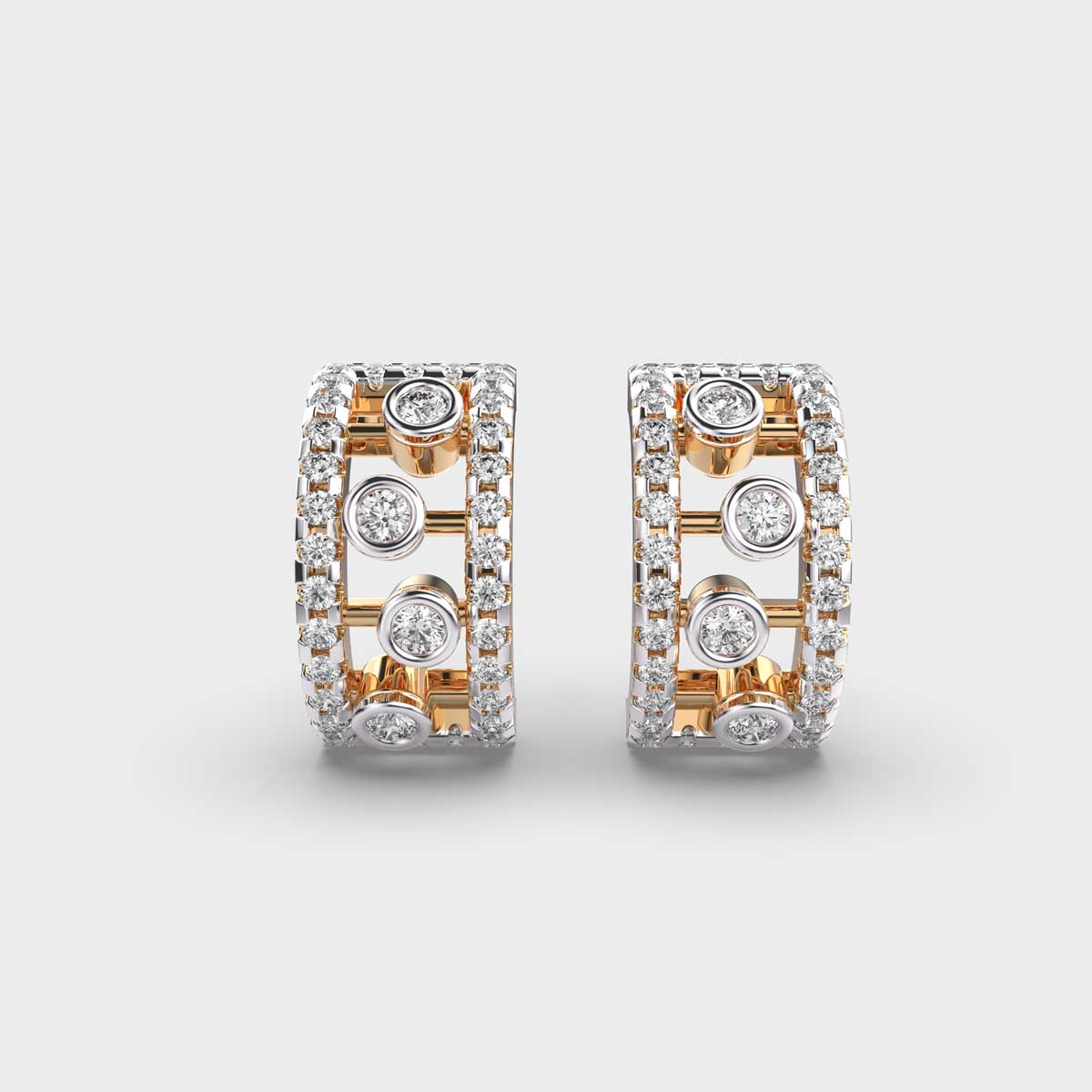 Sleek Radiance Intricate Diamond Hoop Earrings