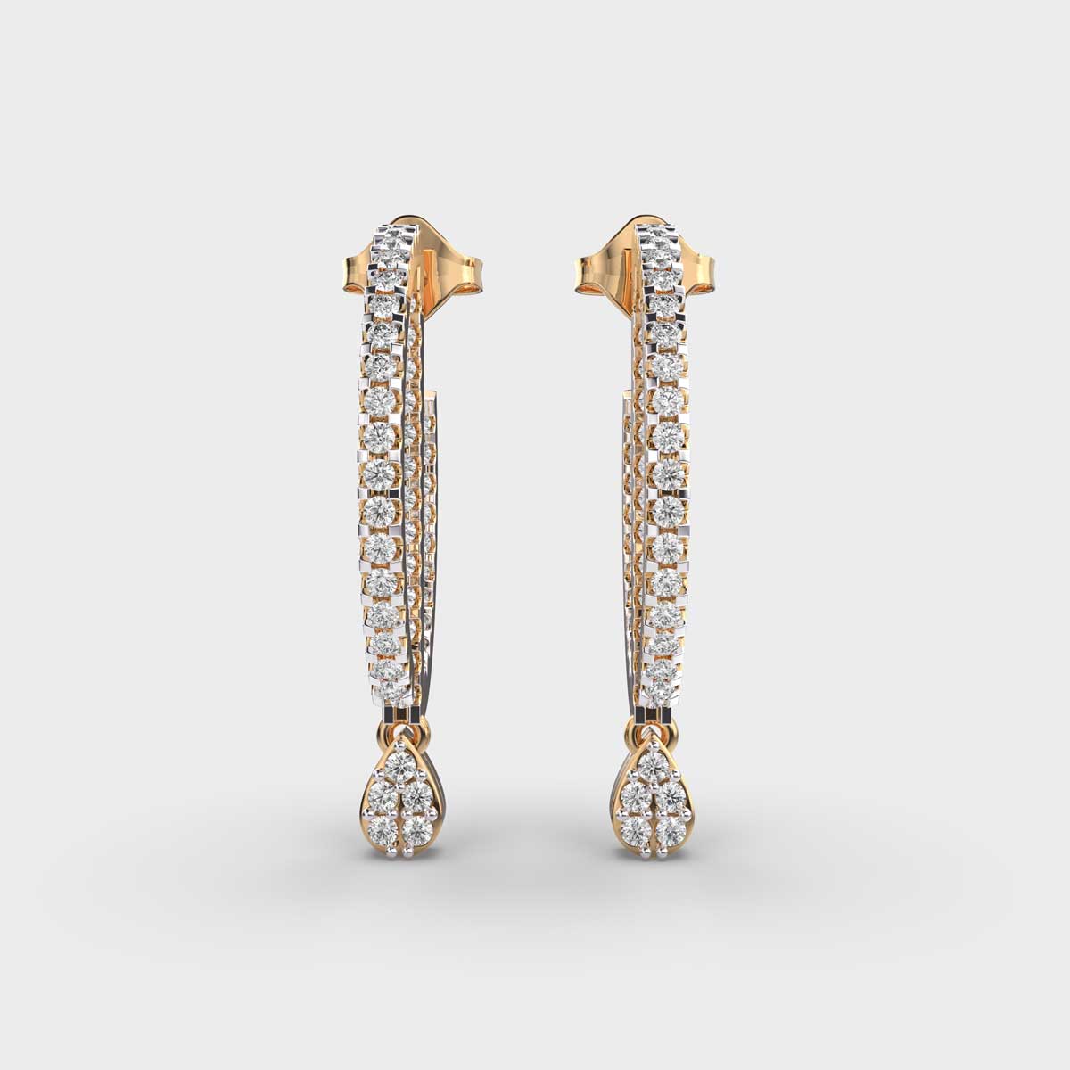 Linear Pellet Diamond Drop Earrings
