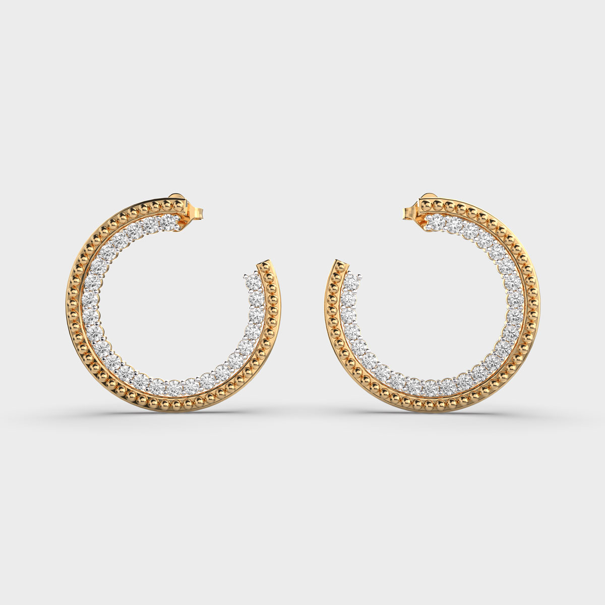 Intricate Moon Shimmer Diamond Hoops