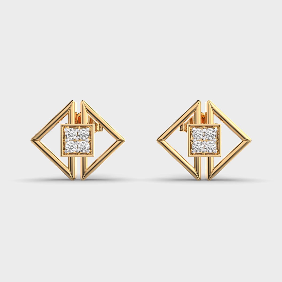 Sideways Triangle Circle Diamond Studs