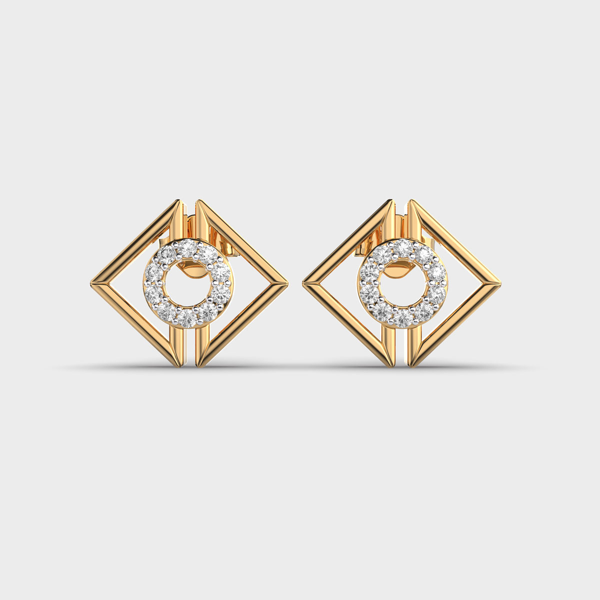 Sideways Triangle Diamond Ear Studs