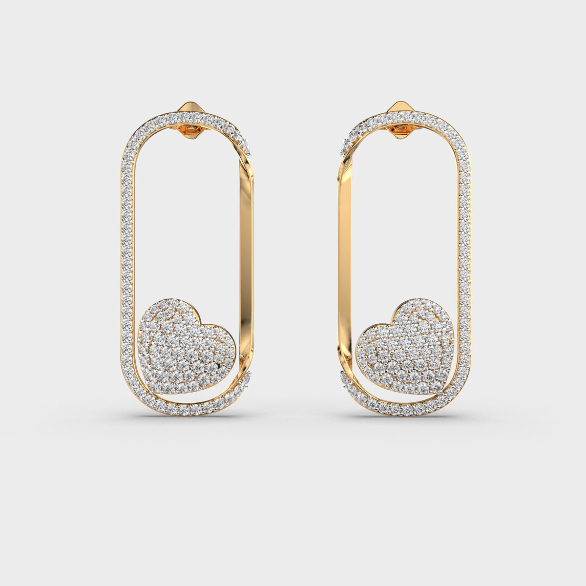 Locked In Jar Heart Diamond Earrings