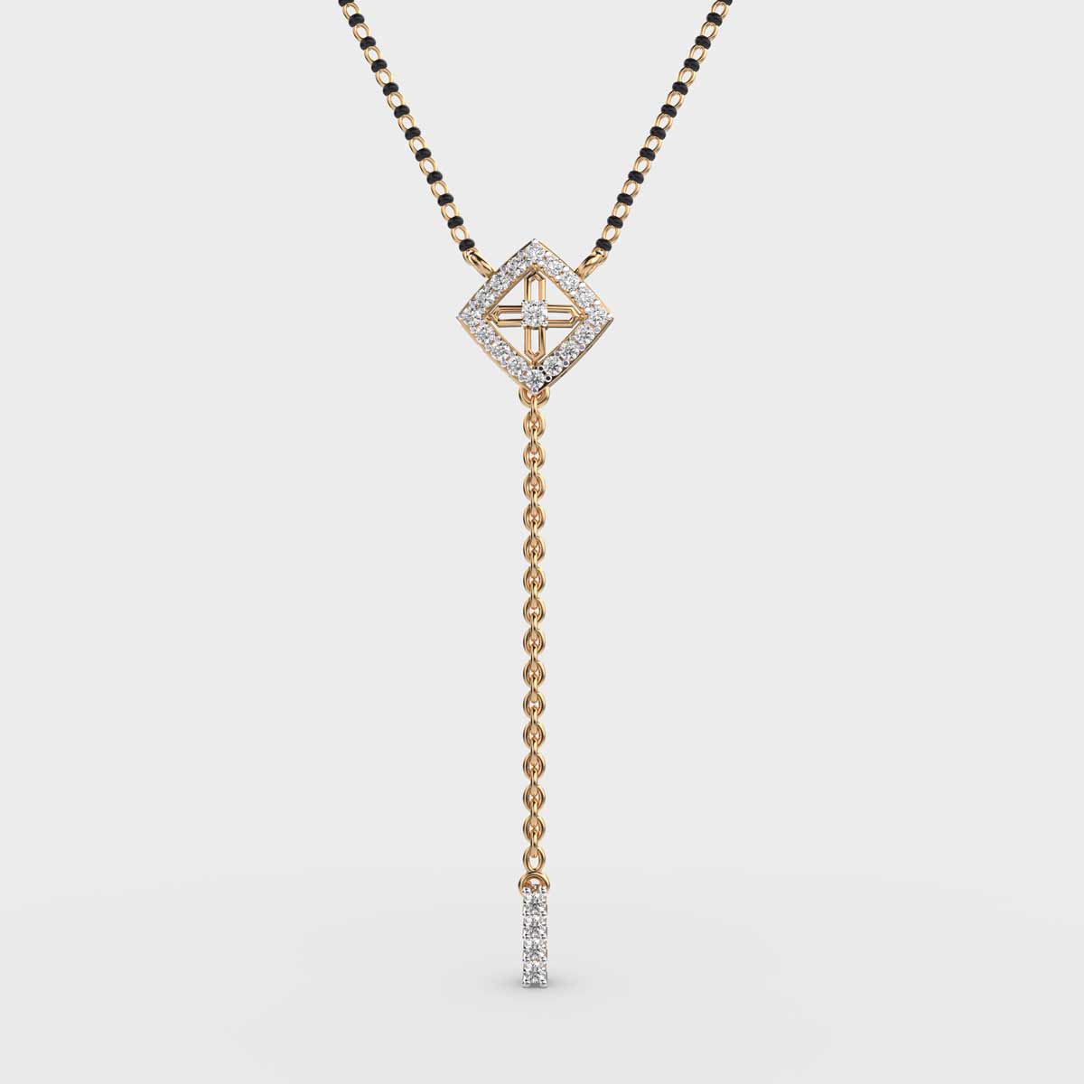 Sleek Cube Mangalsutra Pendant with Chain