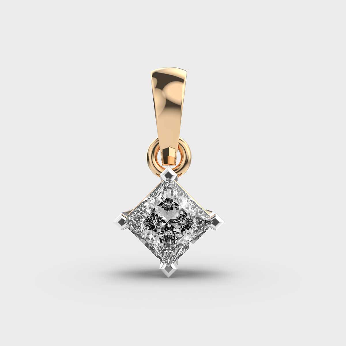 Dainty Dancing Princess Cut Solitaire Pendant without Chain