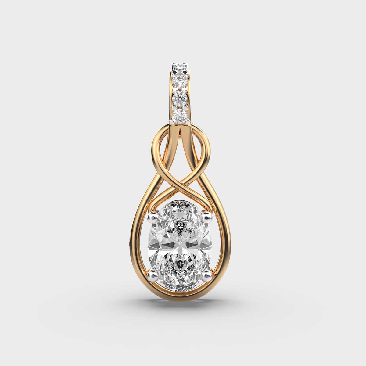 Oval Diamond in a Cage Pendant Without Chain