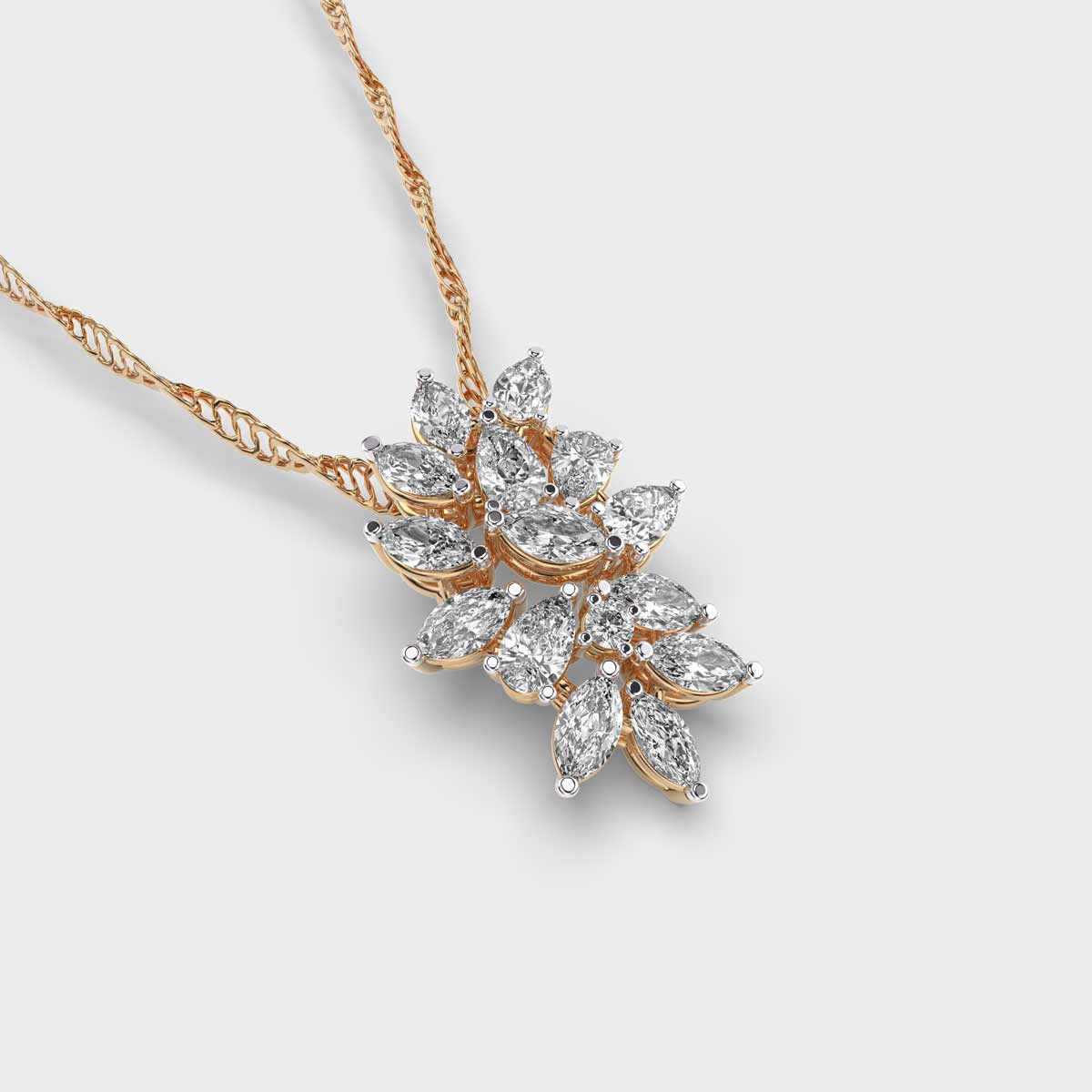 Elegant Pear and Marquise Cluster Pendant with Chain