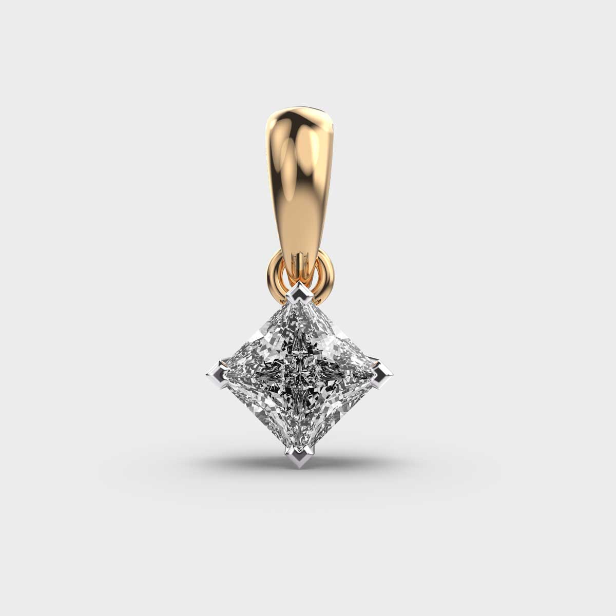 Cuore Mio Princess Cut Diamond Solitaire Pendant (Without Chain)