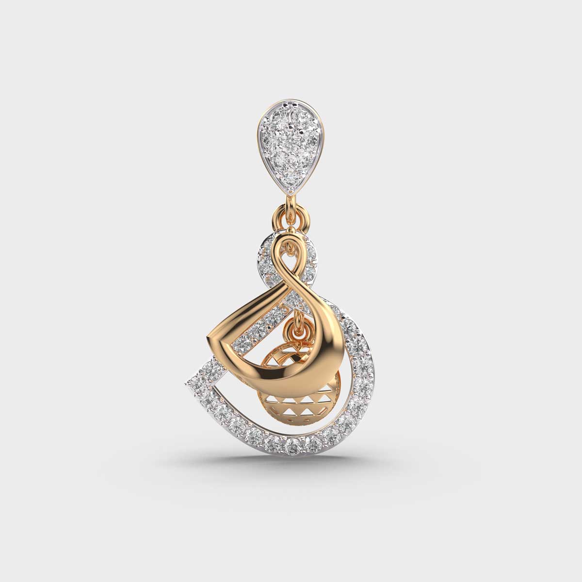 Bird Shaped Diamond Ball Pendant without Chain