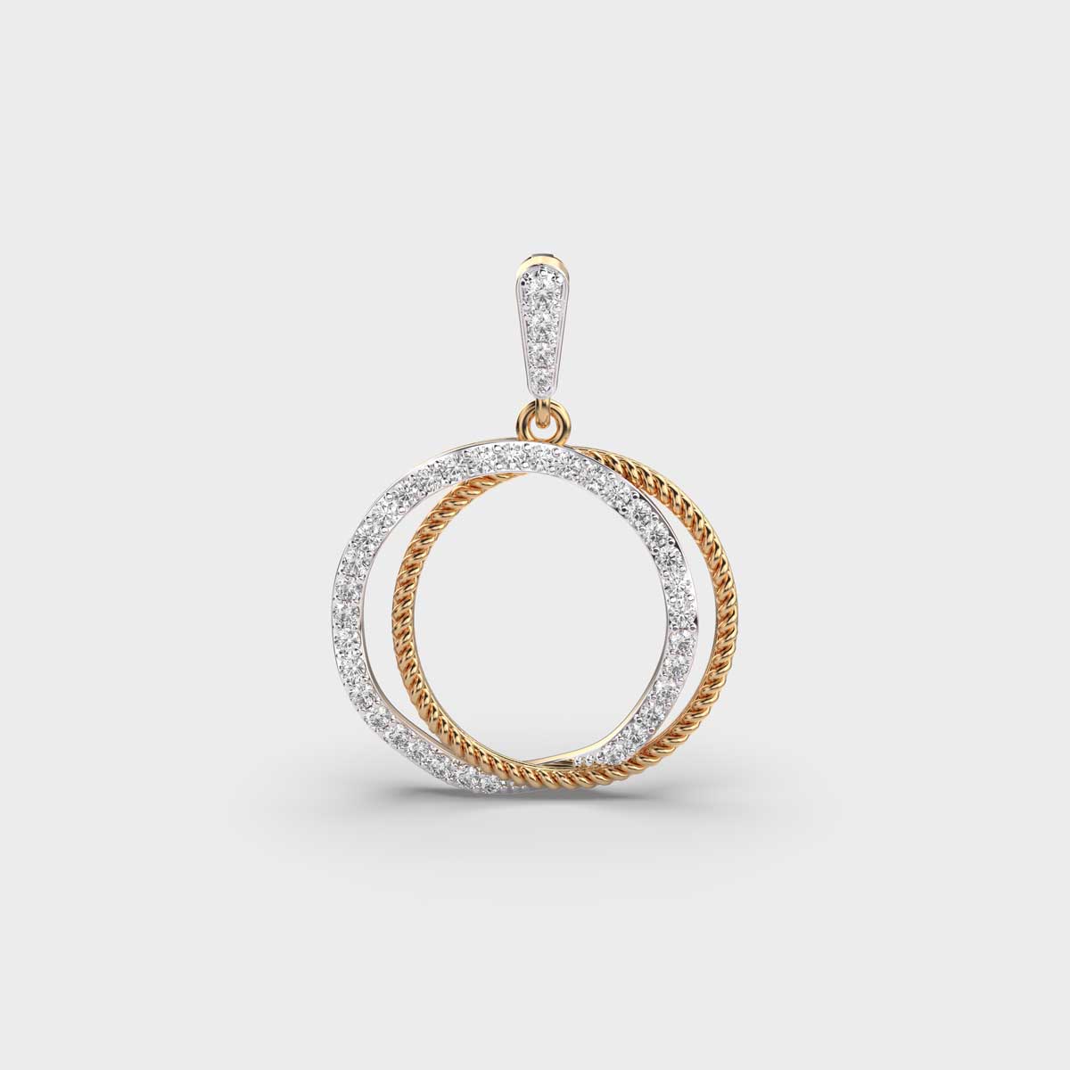 Two Circle Together Diamond Pendant Without Chain