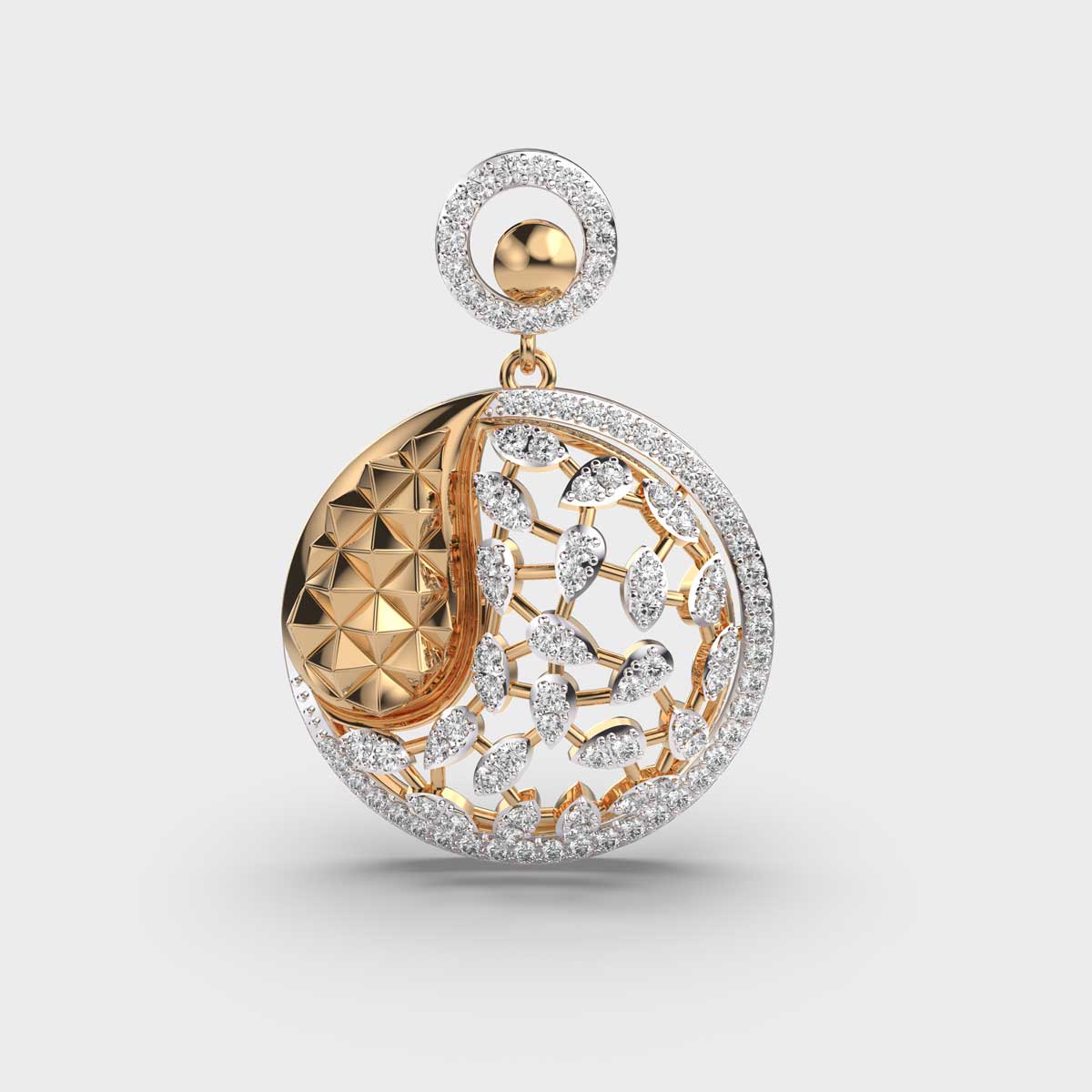 Golden Orb Globe Diamond Pendant Without Chain