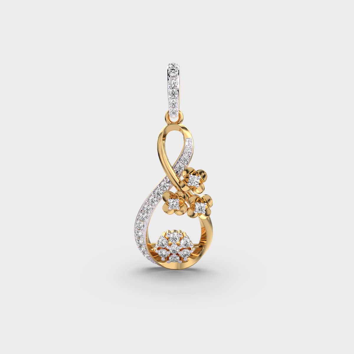 Floral Eight Loop Diamond Pendant Without Chain