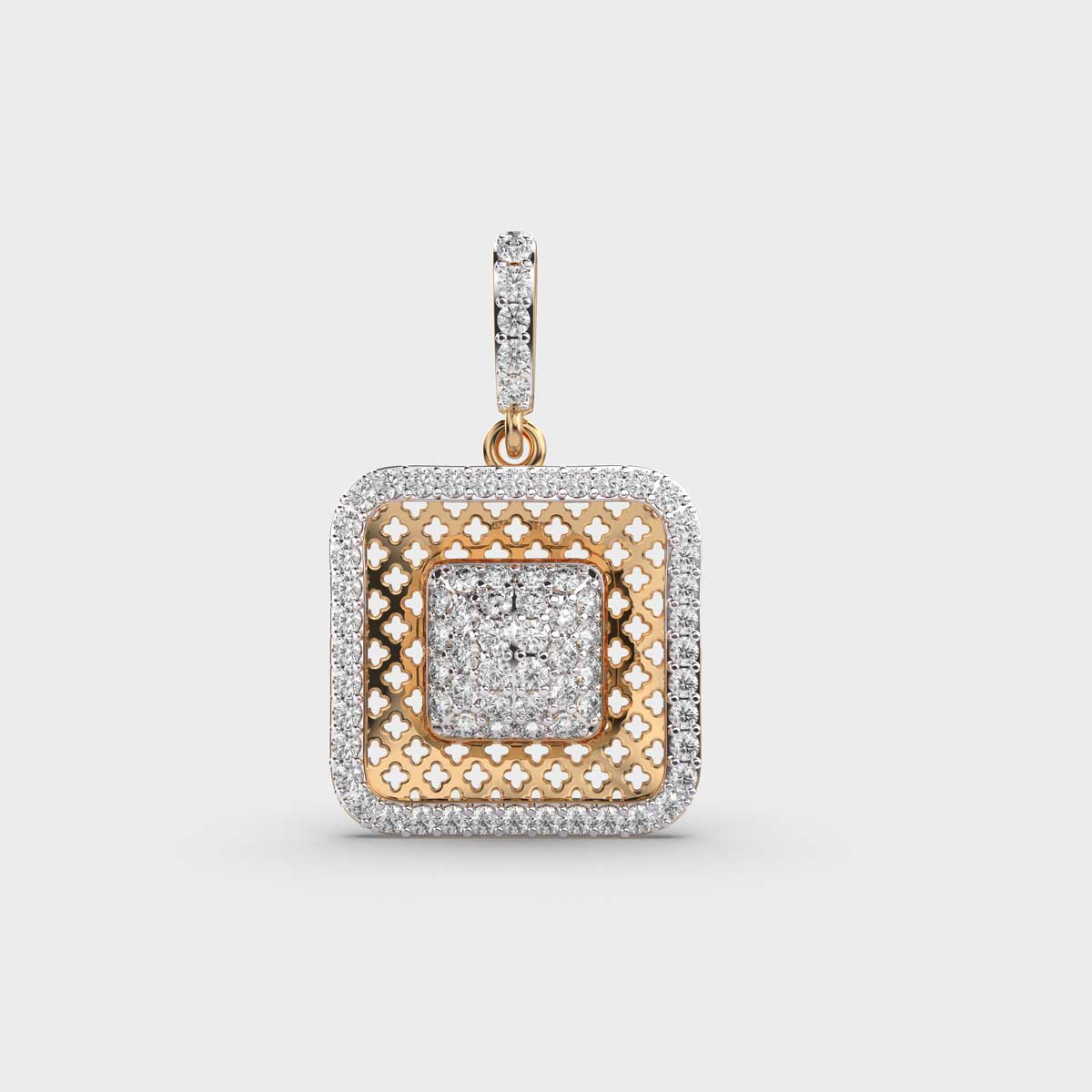 Cube Square Filgree Diamond Pendant Without Chain