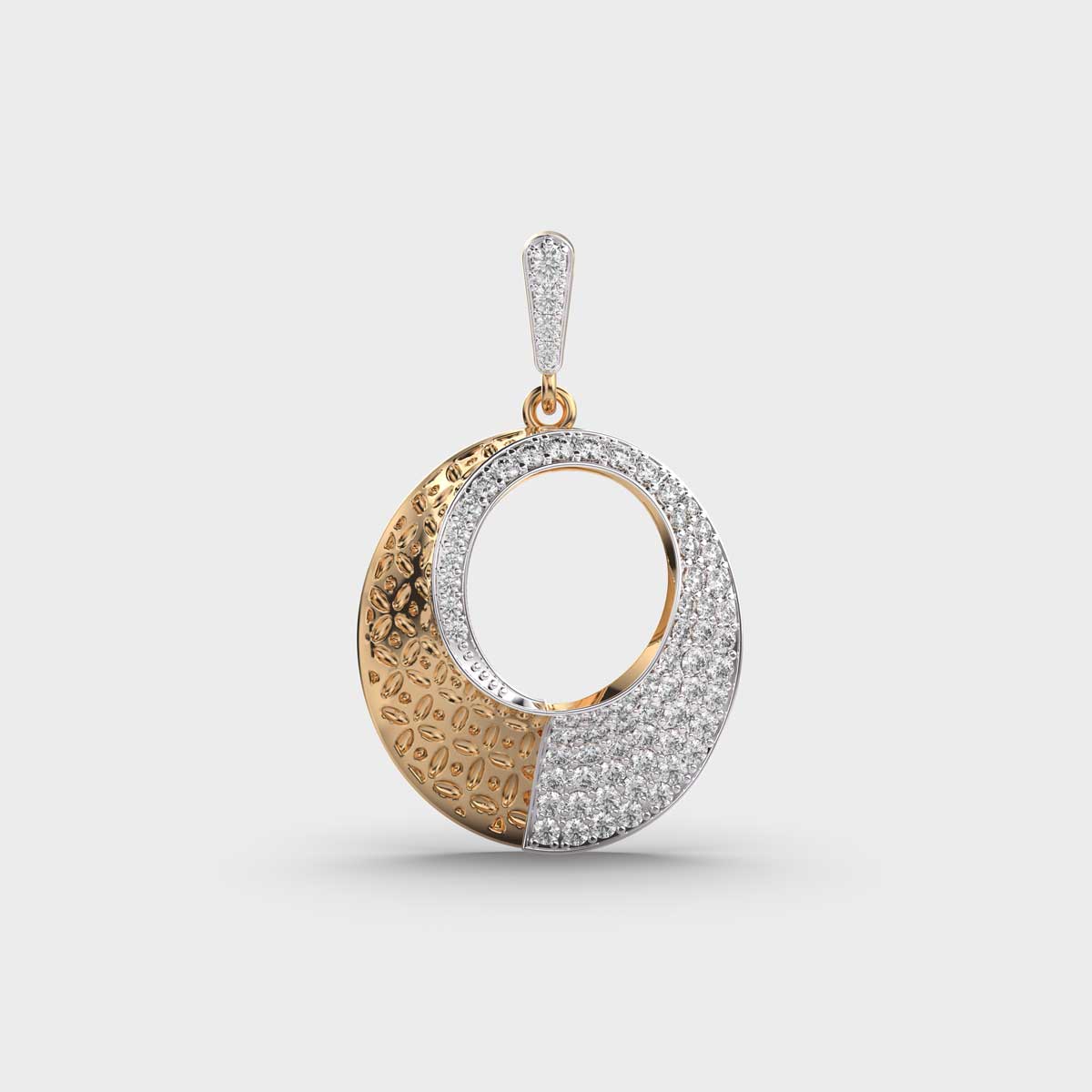 Dual Colour Circular Diamond Pendant  Without Chain