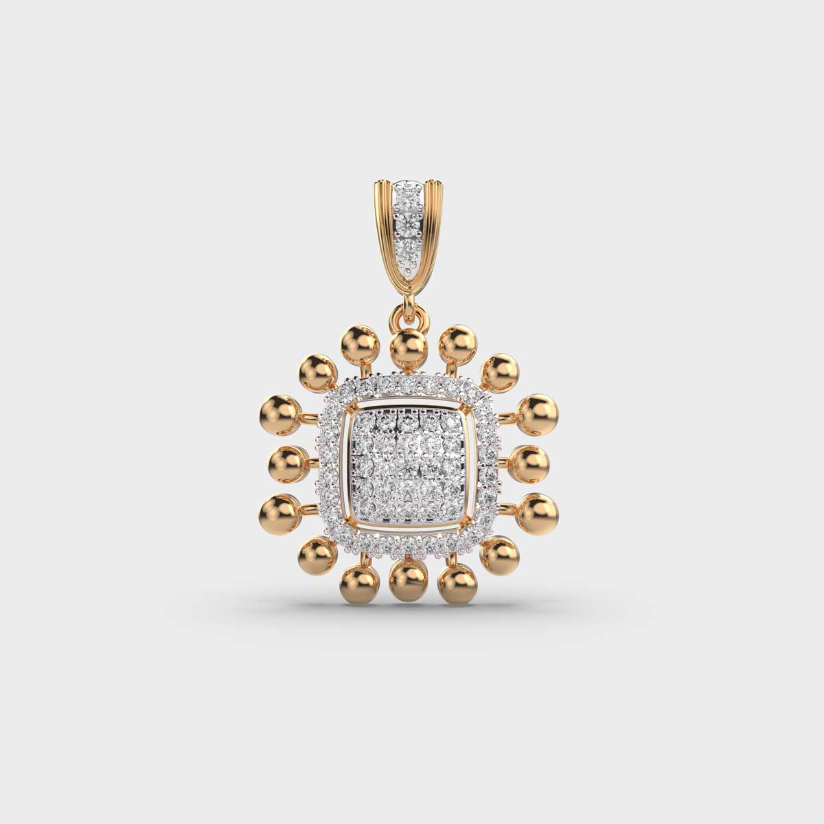 Bright Sun Ray Diamond Pendant Without Chain