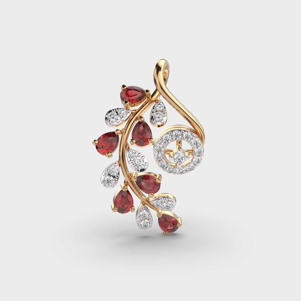 Red Stone Greta Diamond Pendant Without Chain