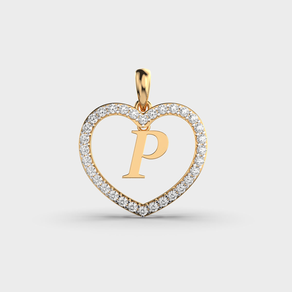 P in Heart Diamond Pendant Without Chain