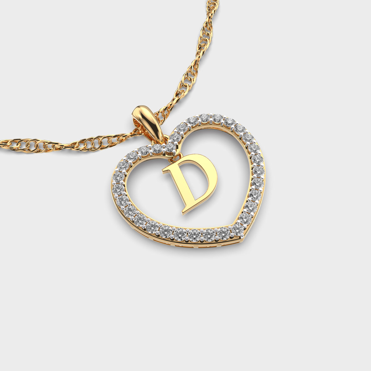 D in Heart Diamond Pendant Without Chain