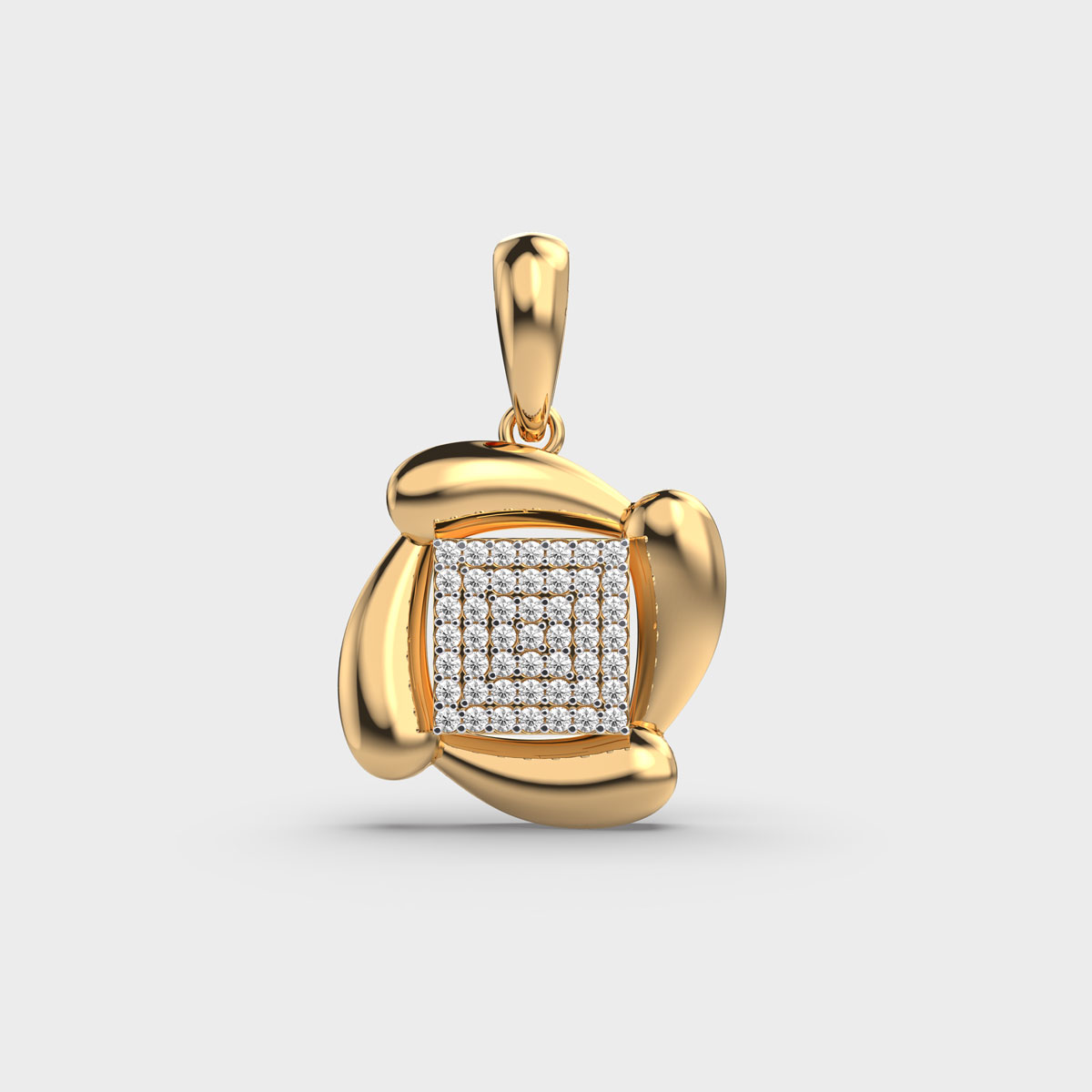 Square Glam Diamond Clustered Pendant Without Chain