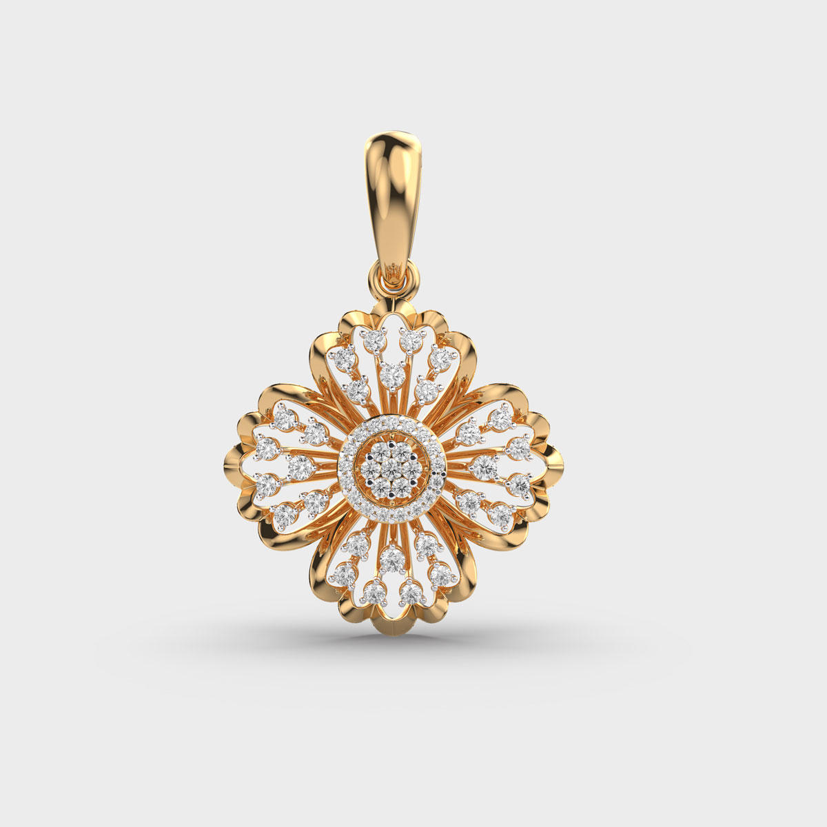 Marigold Sunburst Diamond Pendant Without Chain
