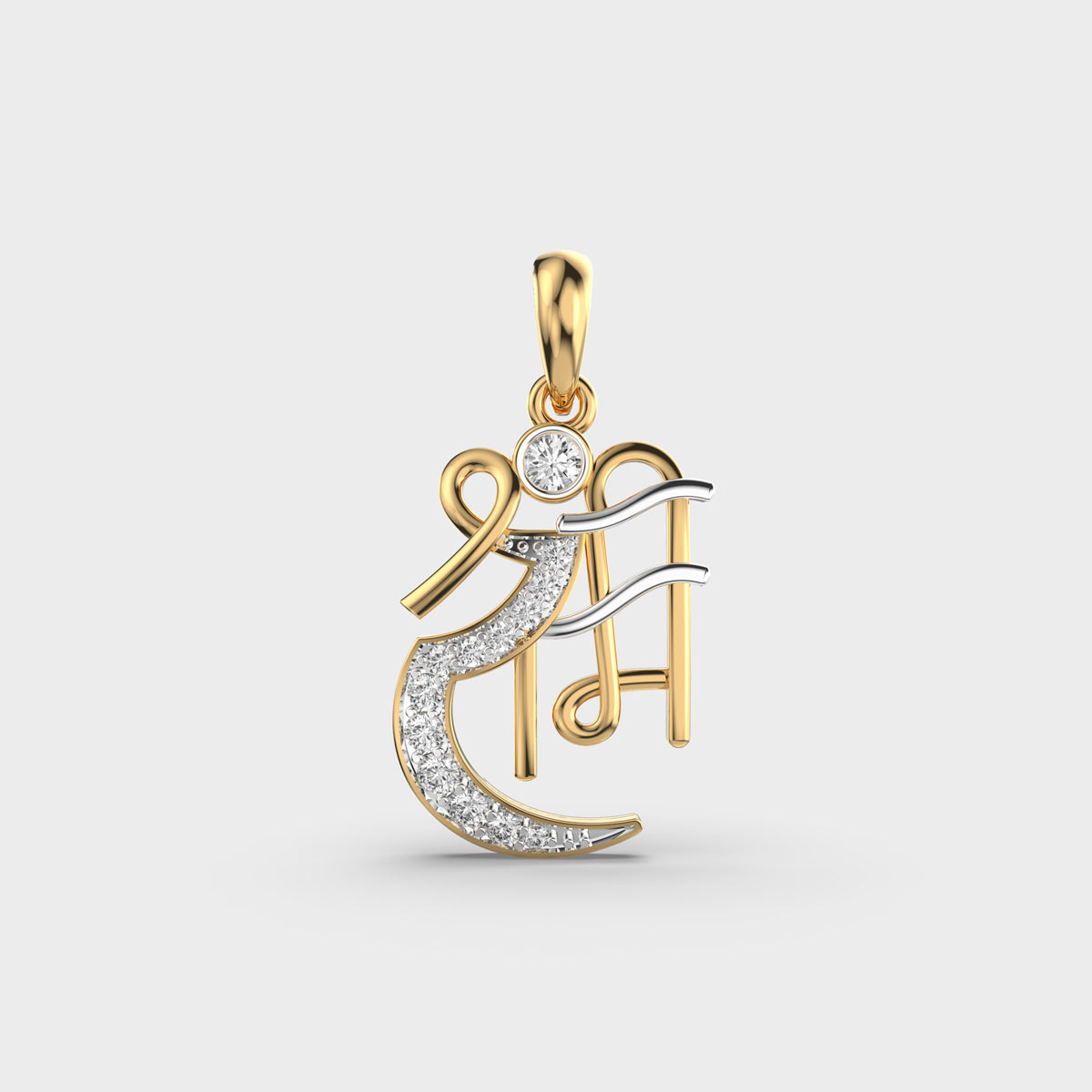 Elegant Diamond Script Pendant Without Chain