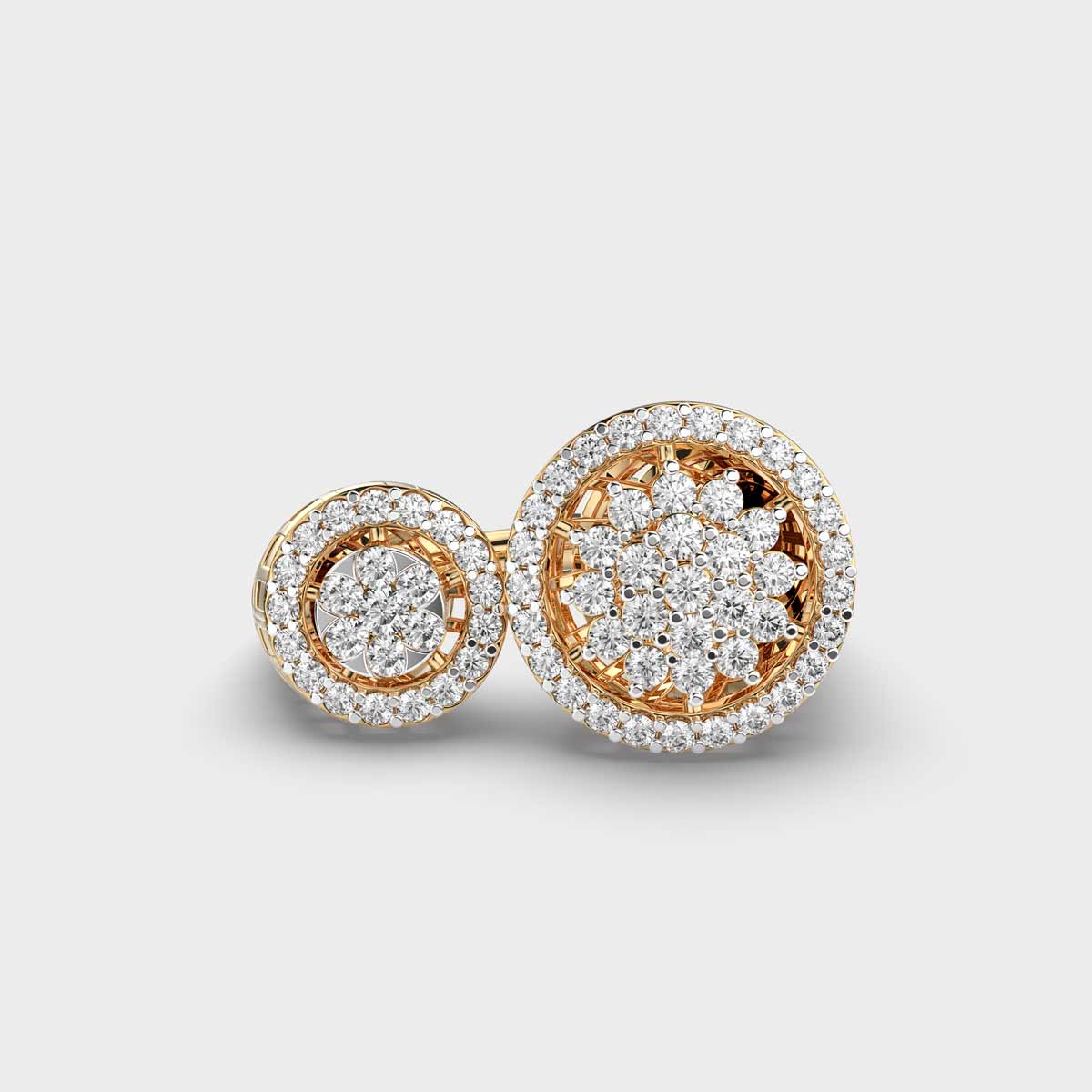 Twin Circle Cocktail Diamond Encrusted Ring