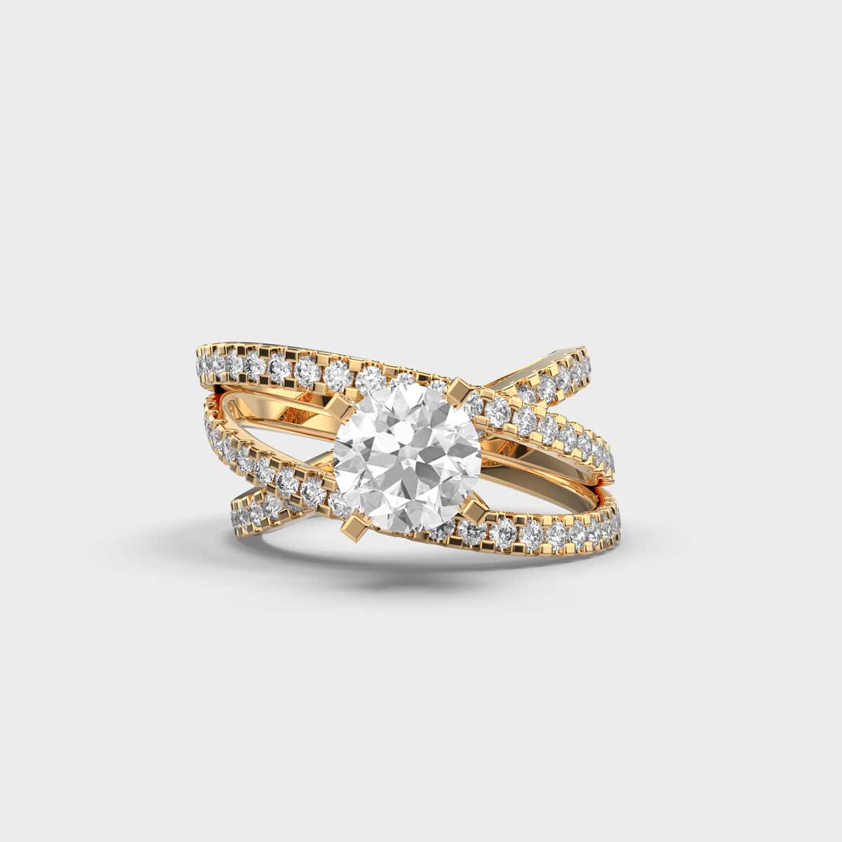 Celestial Solitaire Diamond Crisscross Ring