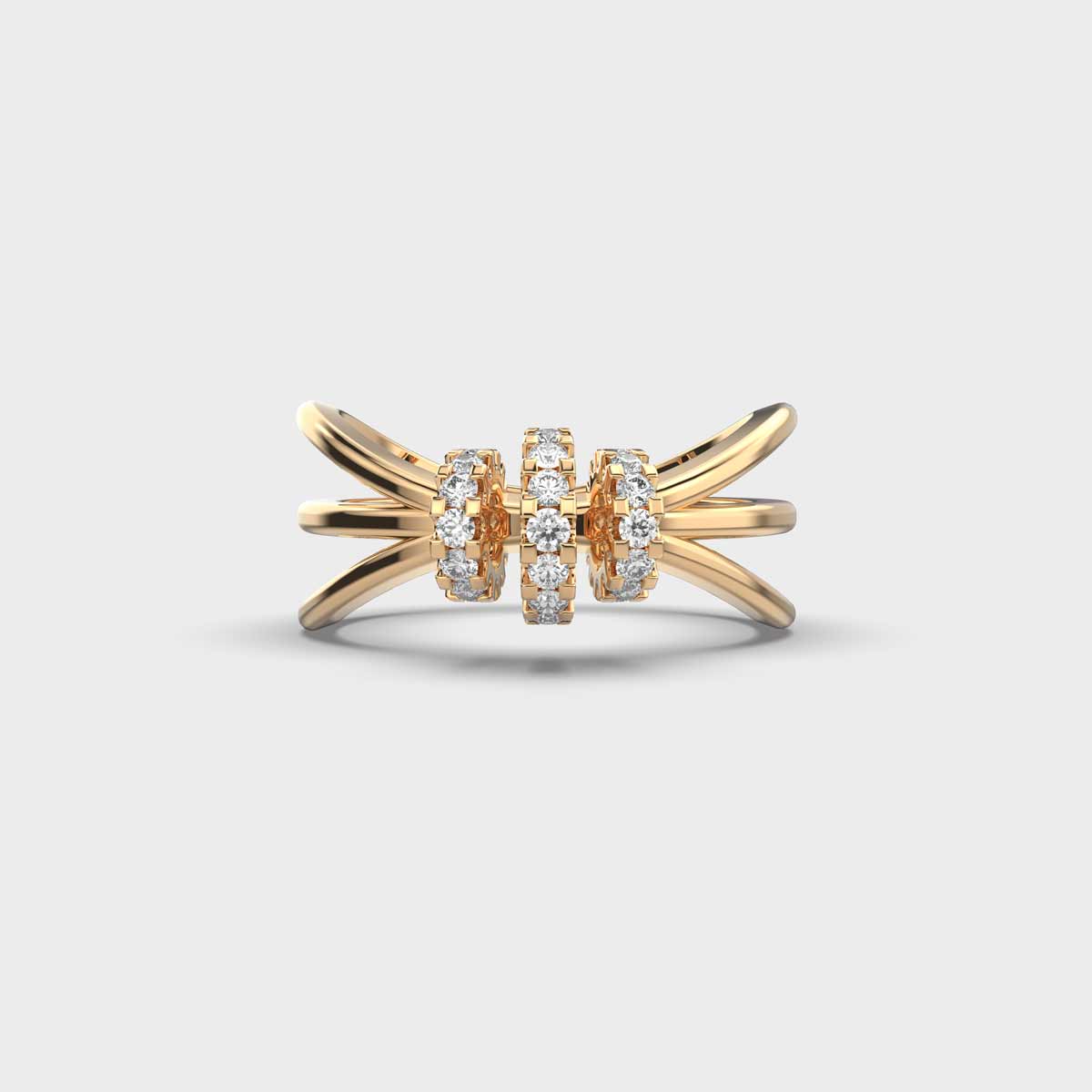 Chic Twisted Trio Lines Diamond Ring