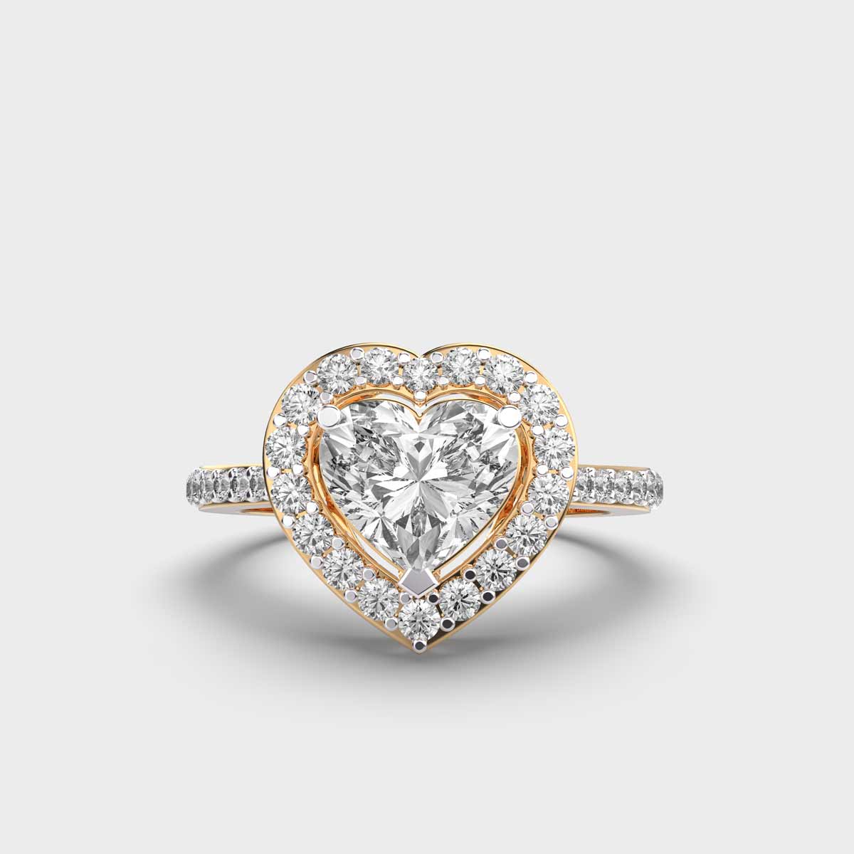 Queen Heart Shaped Diamond Solitaire Halo Ring