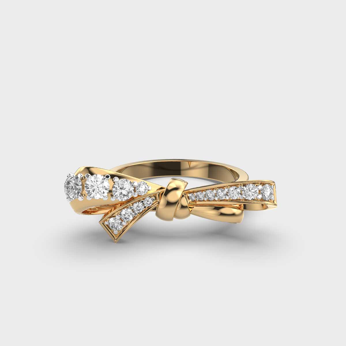 Glittering Bow Clustered Diamond Ring