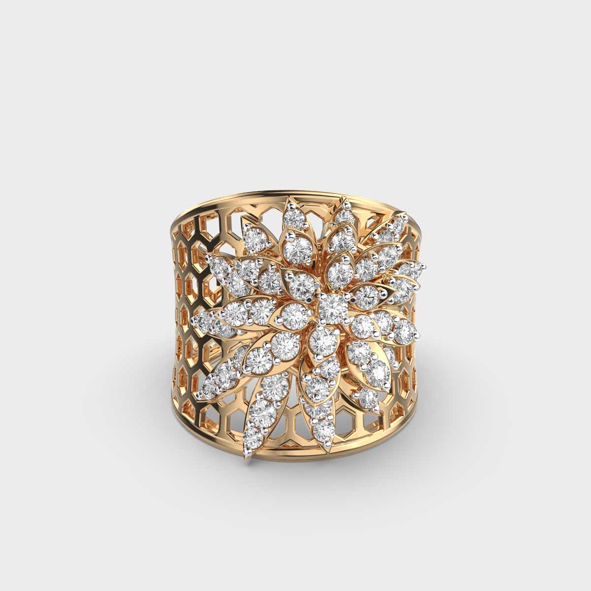 Dahlia on Mesh Diamond Cocktail Ring