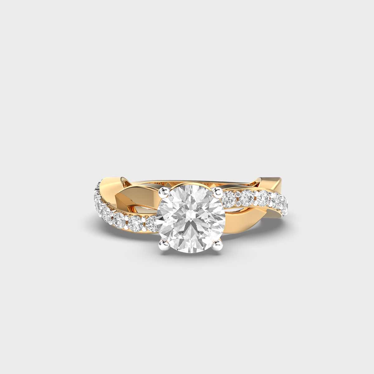 Twisting Diamond Band Solitaire Ring