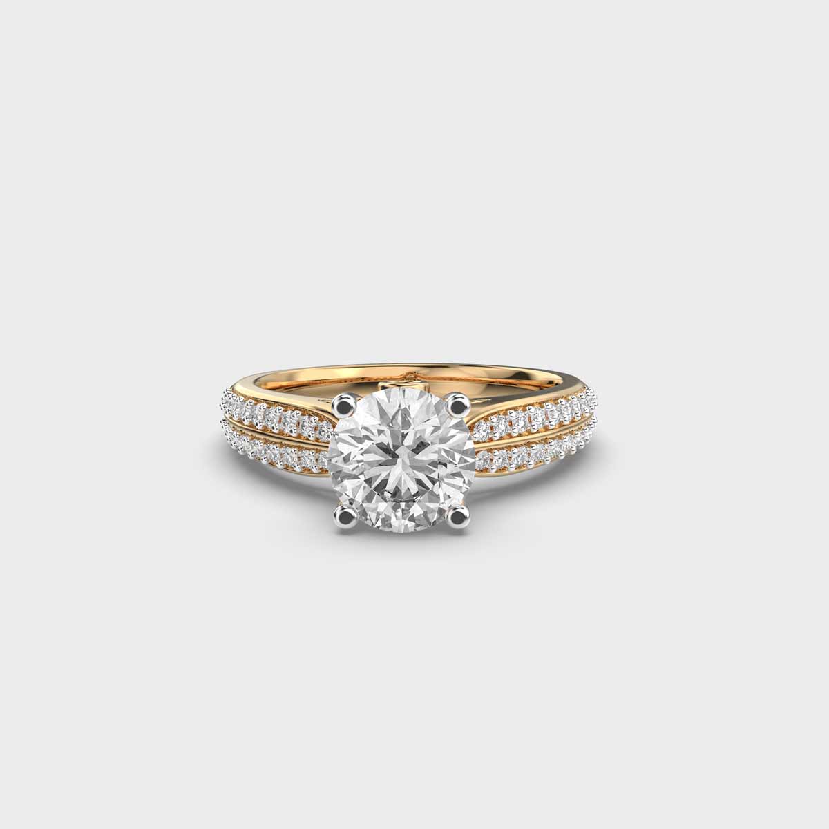 Solitaire With Shimmering Double Diamond Band