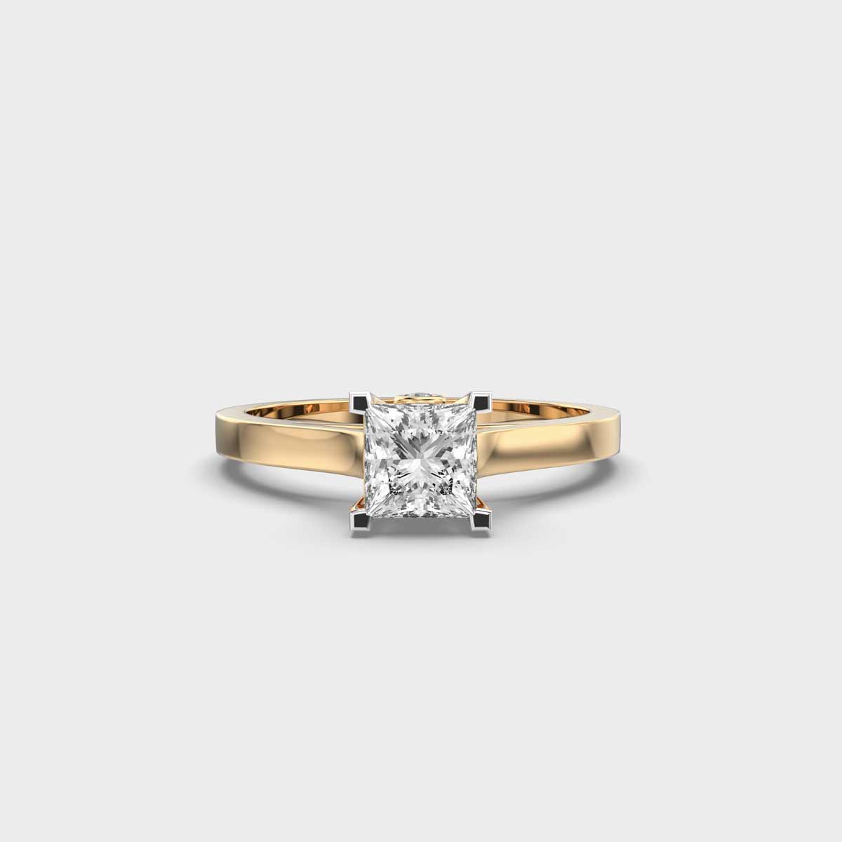 Pretty Princess Cut Solitaire Diamond Ring